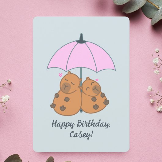 Funny Capybara Couple Blue Pun Carte Anniversaire