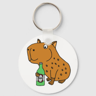 Funny Capybara Drink het bierflesje Sleutelhanger
