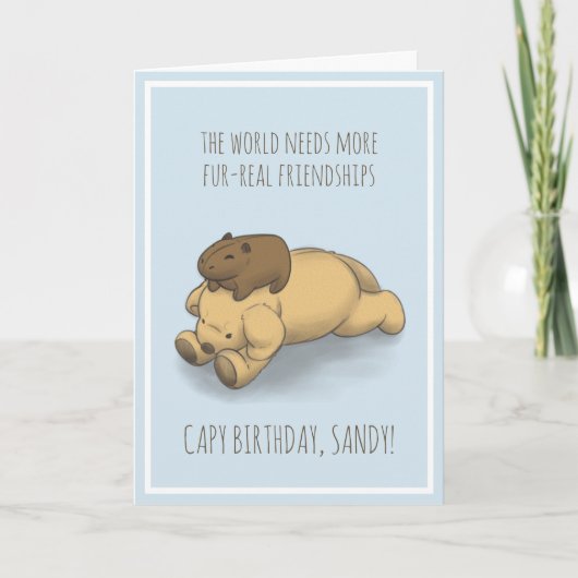 Funny Capybara et Chig Pun Carte d'anniversaire (Devant)