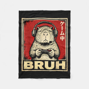 Funny Capybara Gamer Bruh Grafische T-shirt Heren  Fleece Deken