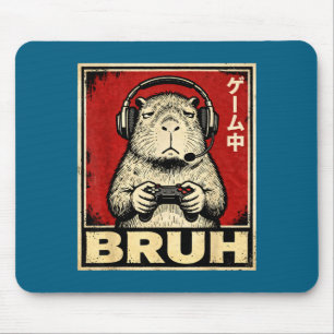 Funny Capybara Gamer Bruh Grafische T-shirt Heren  Muismat