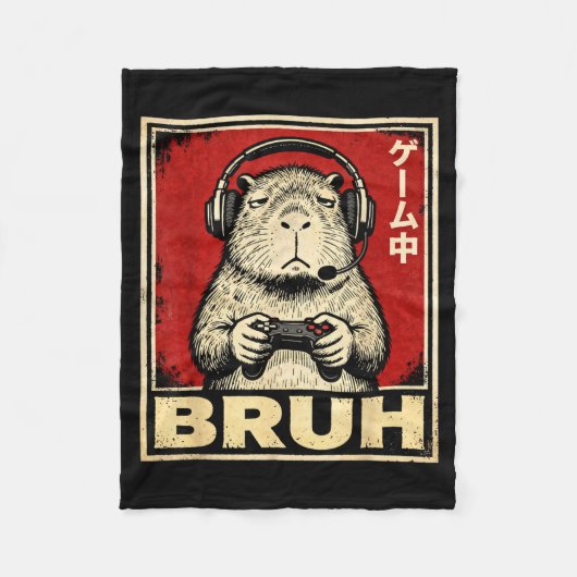 Funny Capybara Gamer Bruh Graphic Tee Men Boys Tee Fleece Deken (Voorkant)