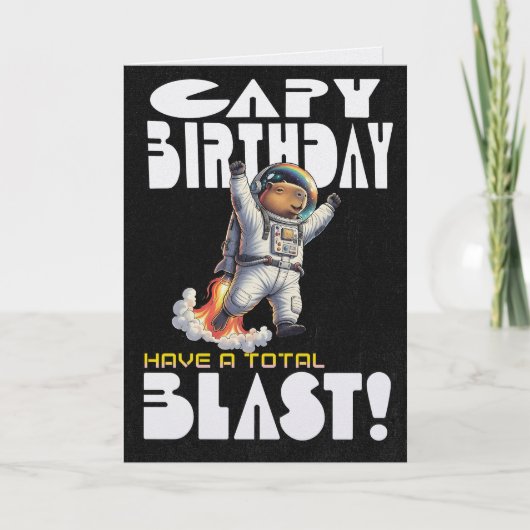 Funny Capybara in Space Capy Birthday Pun Kaart (Voorkant)