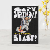 Funny Capybara in Space Capy Birthday Pun Kaart (Gele Bloem)