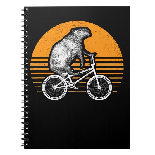 Funny Capybara Riding Bike Retro Capibara Bicycle Notitieboek (Voorkant)