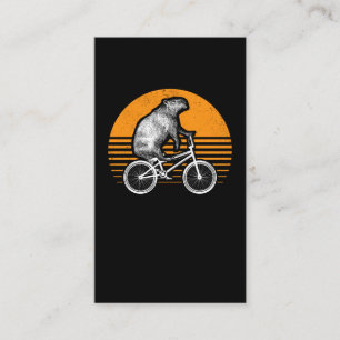 Funny Capybara Riding Bike Retro Capibara Bicycle Visitekaartje