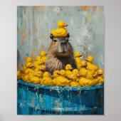 Funny Capybara Rubber Duck Pool Poster (Devant)