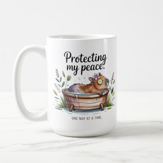 Funny Capybara Self Care Mug - Nap Time Coffee Cup (Gauche)