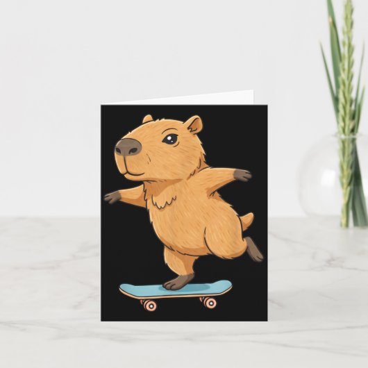 Funny Capybara Skater Skateboard Ballerina Zoo Boy Kaart (Voorkant)