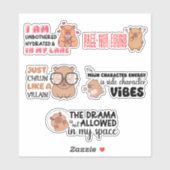 Funny Capybara Sticker Pack | Cute Animal Decal  (Feuille)