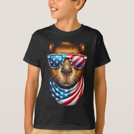 Funny Capybara Vlag van de Verenigde Staten - 4 ju T-shirt