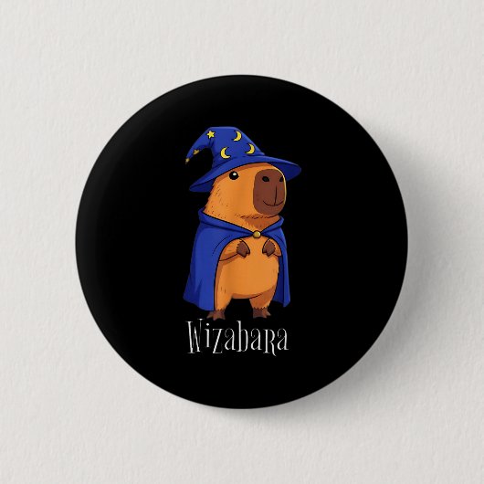 Funny Capybara Wizard Costume Wizabara Graphic Kid Ronde Button 5,7 Cm (Voorkant)