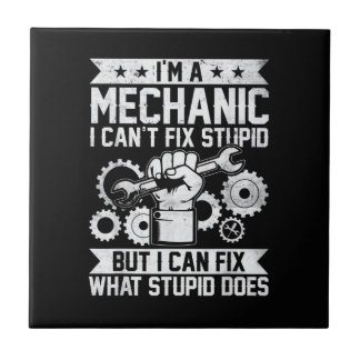 Funny Car Mechanic Engineer Men Women Kids Auto Me Tegeltje
