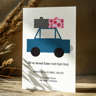 Funny Car Nouveau Home Moving Flat Faire-part Card