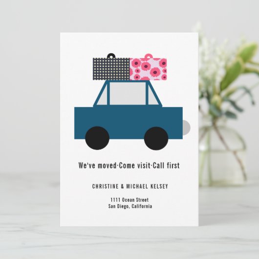 Funny Car Nouveau Home Moving Flat Faire-part Card (Debout devant)