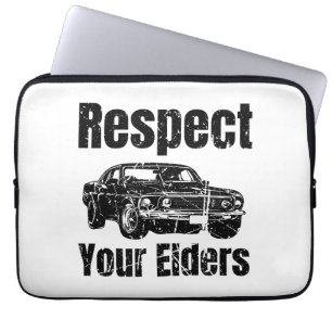 Funny Car - respect voor uw oudere man Laptop Sleeve