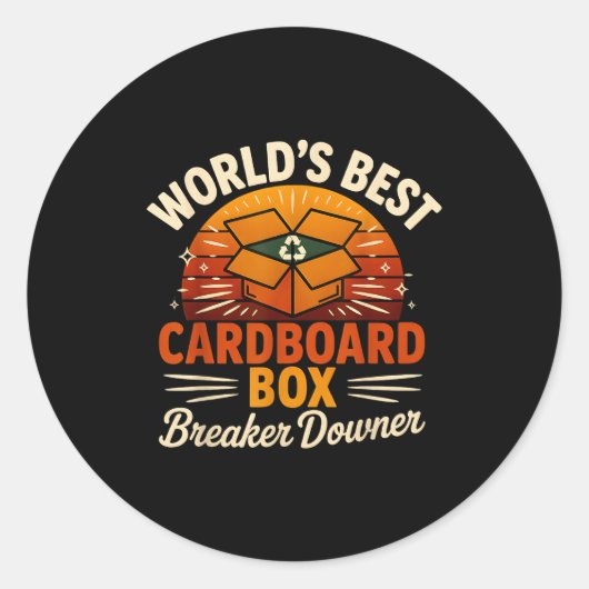 Funny Cardboard Box Breaker Downer Sarcastic Retro Ronde Sticker (Voorkant)