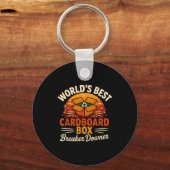 Funny Cardboard Box Breaker Downer Sarcastic Retro Sleutelhanger (Voorkant)