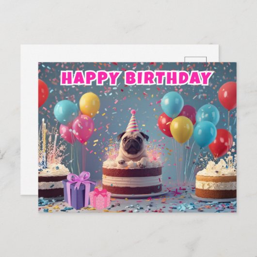 Funny Carlin 3D carte d'anniversaire | Jolie fête (Devant / Derrière)