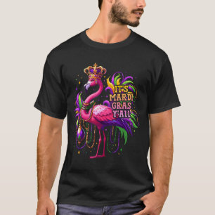Funny Carnival Party Gift Idea Flamingo Mardi Gras T-shirt