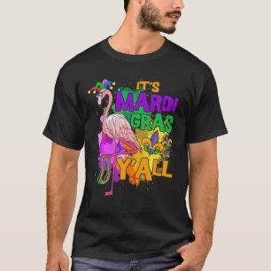 Funny Carnival Party Gift Idea Flamingo Mardi Gras T-shirt