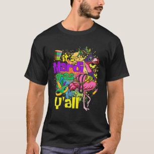 Funny Carnival Party Gift Idea Flamingo Mardi Gras T-shirt