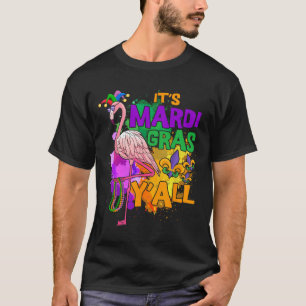Funny Carnival Party Gift Idea Flamingo Mardi Gras T-shirt