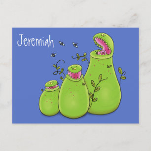 Funny carnivorous pitcher planten cartoon briefkaart