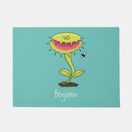 Funny carnivorous Venus fly trap plant cartoon Deurmat (Voorkant)