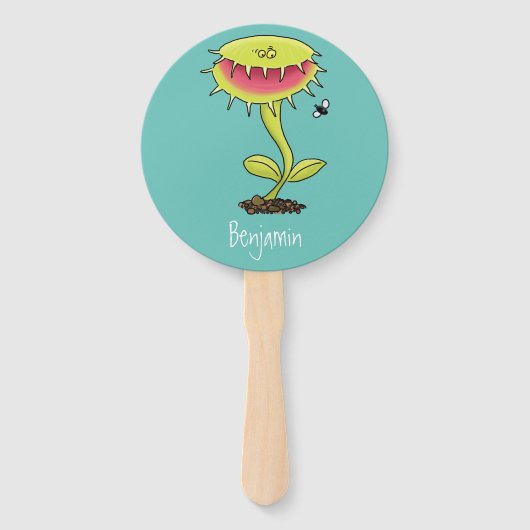 Funny carnivorous Venus fly trap plant cartoon Handwaaier (Voorkant)