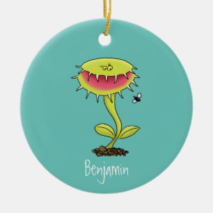 Funny carnivorous Venus fly trap plant cartoon Keramisch Ornament
