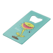 Funny carnivorous Venus fly trap plant cartoon Kredietkaart Flessenopener (Achterkant Gekanteld)