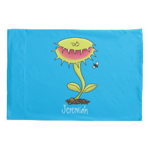 Funny carnivorous Venus fly trap plant cartoon Kussensloop