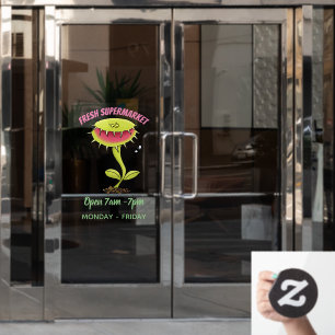 Funny carnivorous Venus fly trap plant cartoon Raamsticker