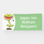 Funny carnivorous Venus fly trap plant cartoon Spandoek (Horizontaal)