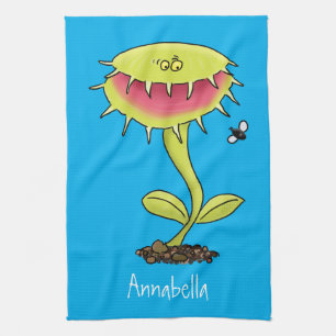 Funny carnivorous Venus fly trap plant cartoon Theedoek