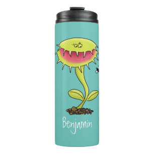 Funny carnivorous Venus fly trap plant cartoon Thermosbeker