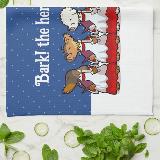 Funny Carol Singing Dogs Christmas Pug Pomeranian Theedoek (Gevouwen)