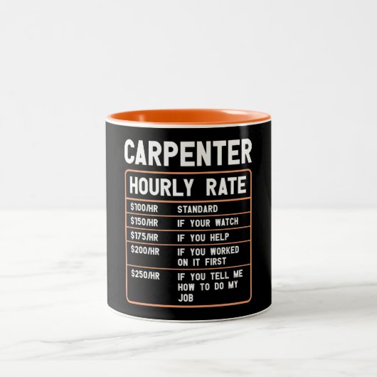 Funny Carpenter Hourly Rate Two-Tone Coffee Mok (Center)