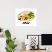 Funny Carrot Hot Rod Car Pun Poster (Thuiskantoor)