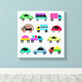 Funny cars canvas afdruk (Insitu (Houten vloer))