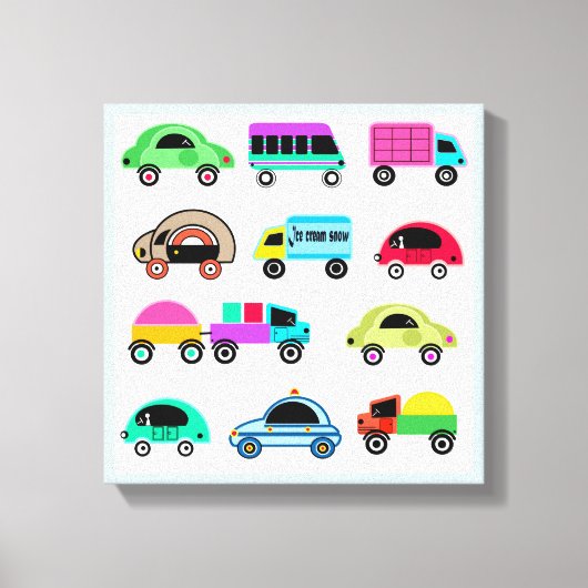 Funny cars canvas afdruk (Voorkant)