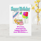 Funny Carte d'anniversaire avec gâteau_ (Fleur jaune)