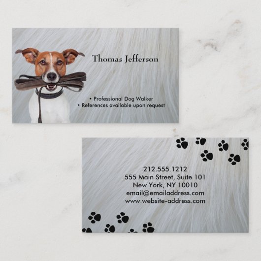 Funny Carte de visite de marche chien (Devant / Derrière)