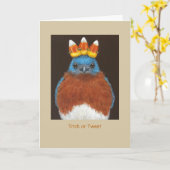 Funny Carte d'Halloween avec merle bleu (Fleur jaune)