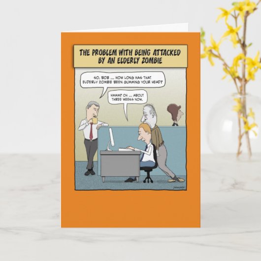 Funny Carte Halloween : Zombie aîné (Fleur jaune)
