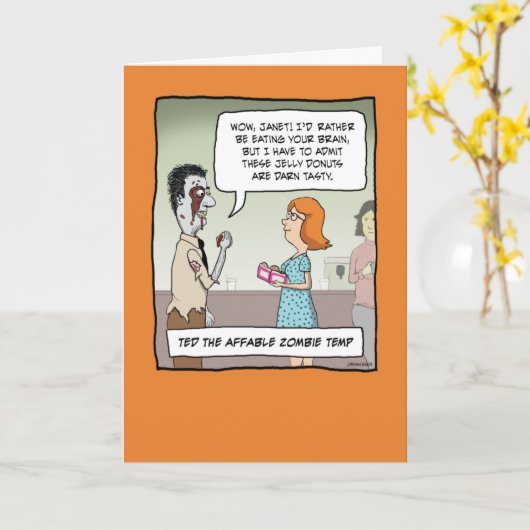 Funny Carte Halloween : Zombie Temp (Fleur jaune)