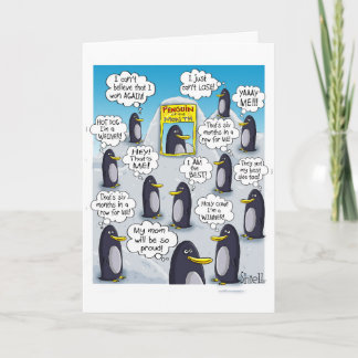 FUNNY CARTE "I LOVE YOU" - Pingouin du mois.