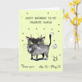 Funny Carte Taurus Zodiac Chat Étoile signe horosc (Fleur jaune)