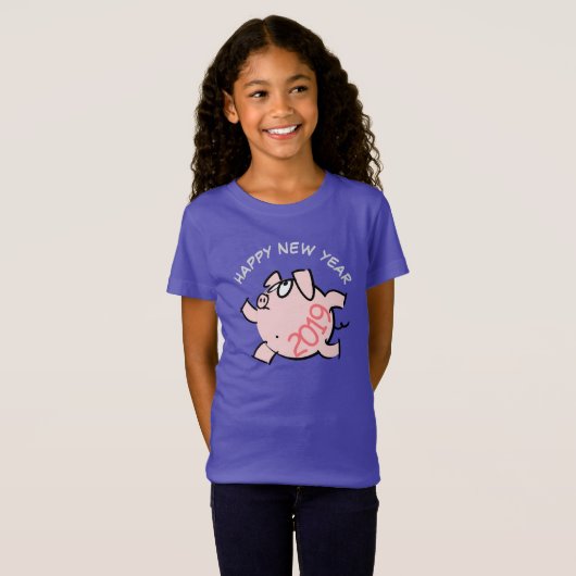 Funny Cartoon 6 Aangepast varkensjaar Meisje T-shi T-shirt (Voorkant volledig)